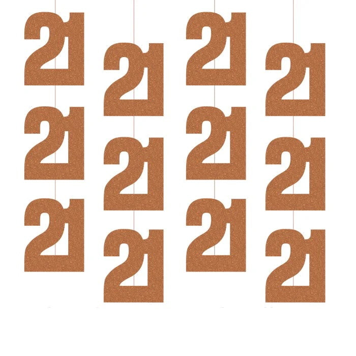 21st Birthday Rose Gold Hanging Strings