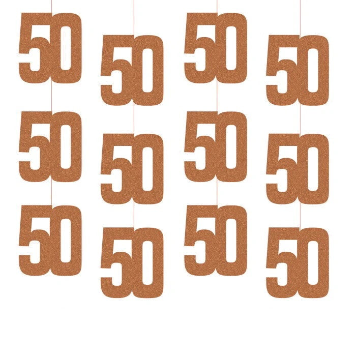 50th Birthday Rose Gold Hanging Strings