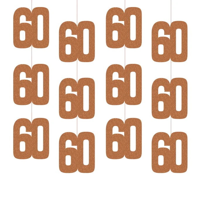 60th Birthday Rose Gold Hanging Strings