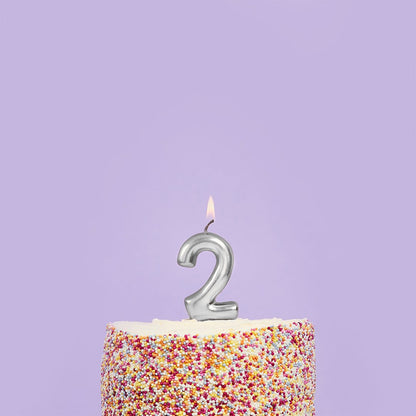 Metallic Silver Numbers 0-9 Candles