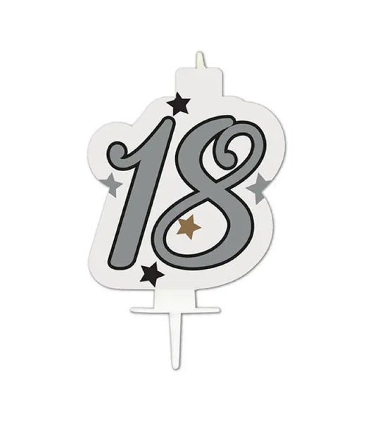 Silver 18 Birthday Candle