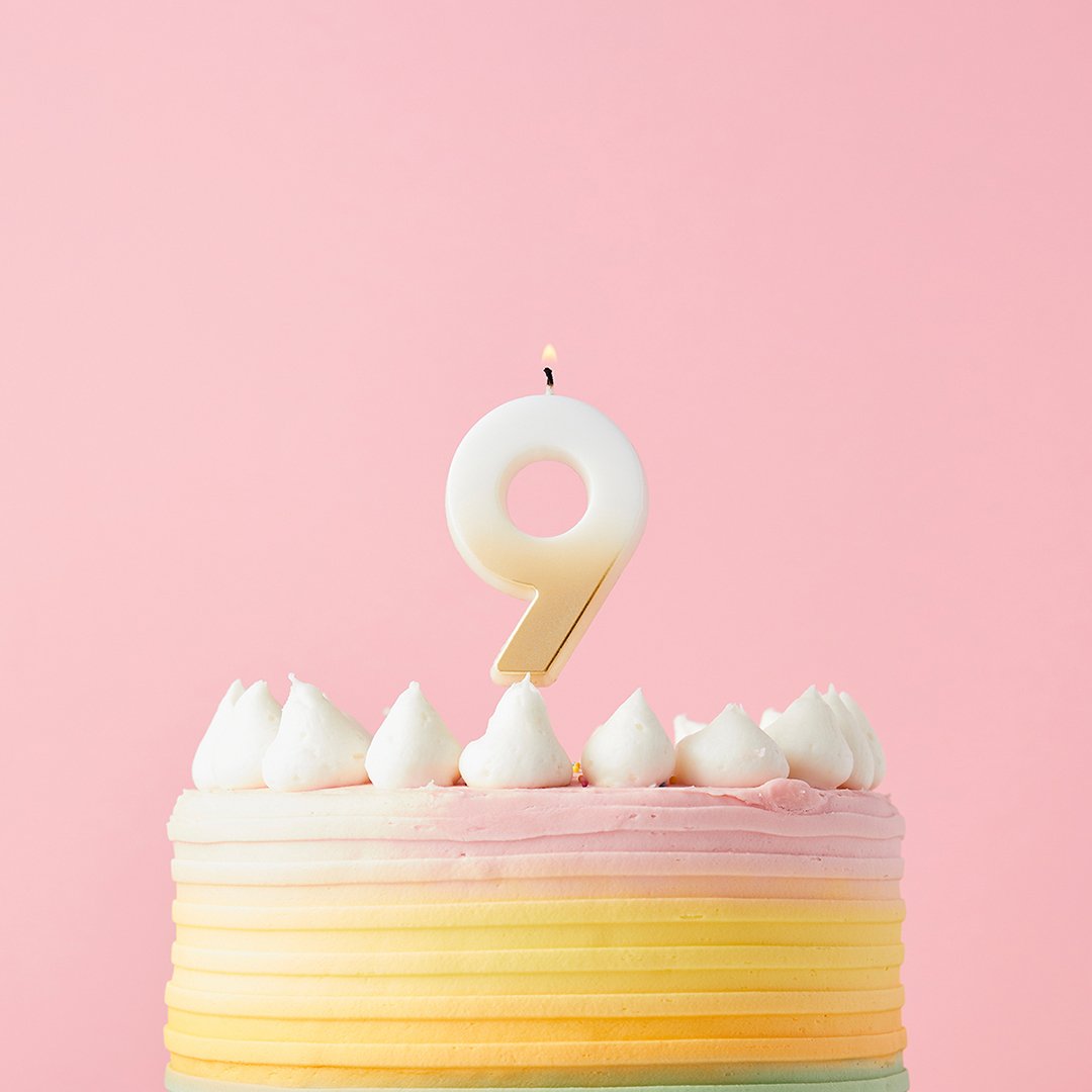 Gold Ombre Numbers 0-9 Candles