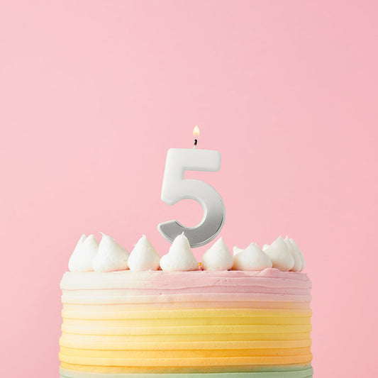 Silver Ombre Numbers 0-9 Candles