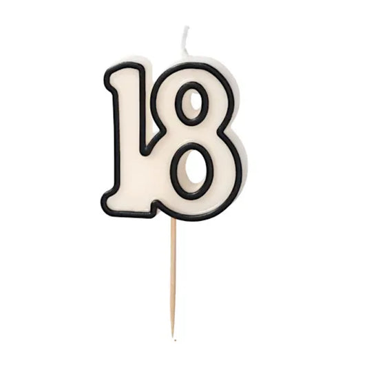 Black & White "18" Birthday Candle