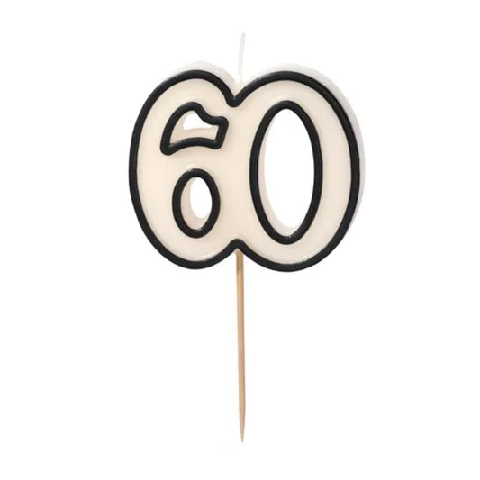 Black & White "60" Birthday Candle