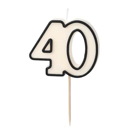 Black & White "40" Birthday Candle