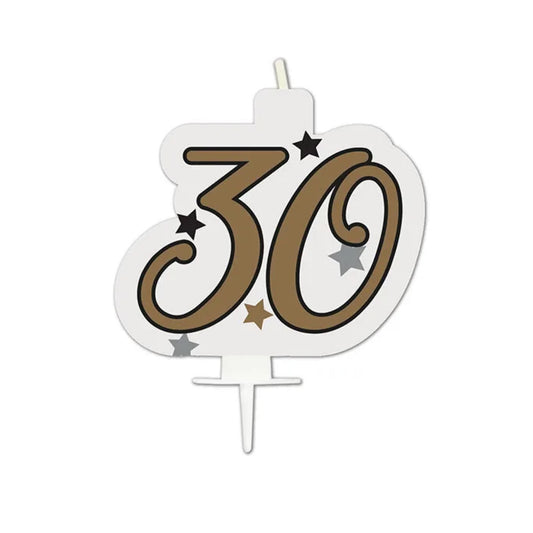 Starry "30" Birthday Candle