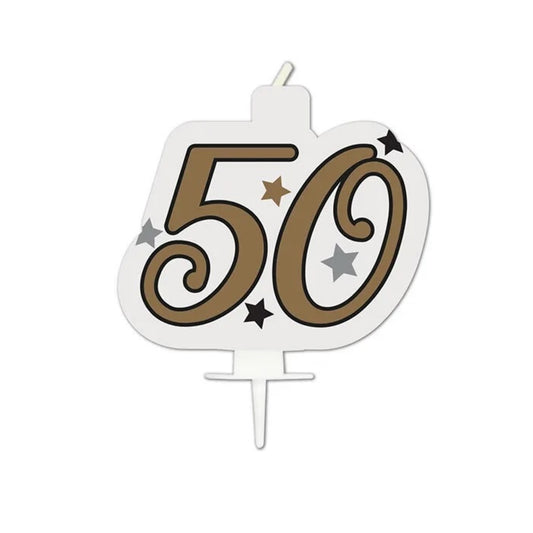 Starry "50" Birthday Candle