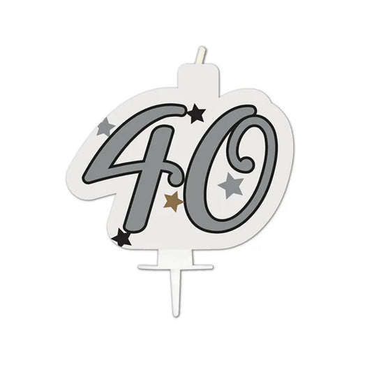 Starry "40" Birthday Candle