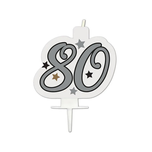 Starry "80" Birthday Candle