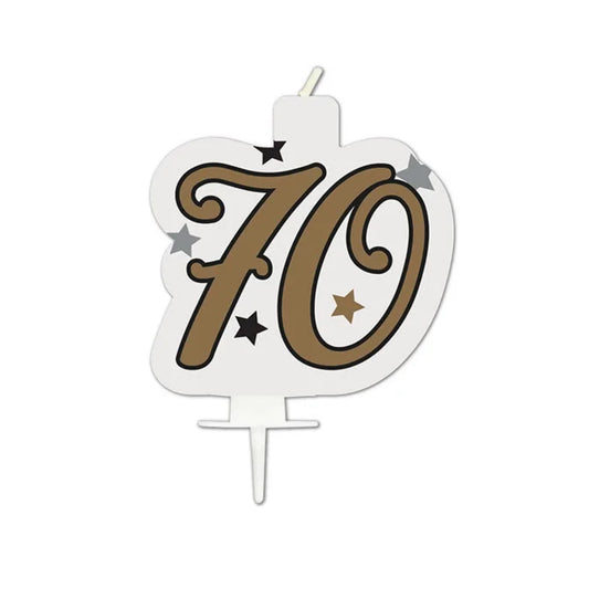 Starry "70" Birthday Candle