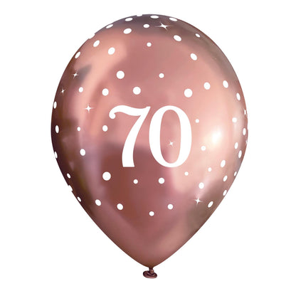 70th Birthday Metallic Rose Gold Balloons
