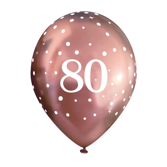 80th Birthday Metallic Rose Gold Balloons