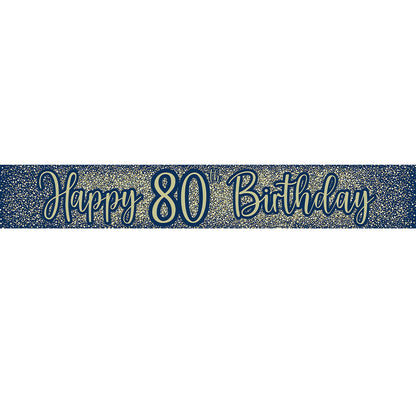 80th Birthday Blue & Gold Banner