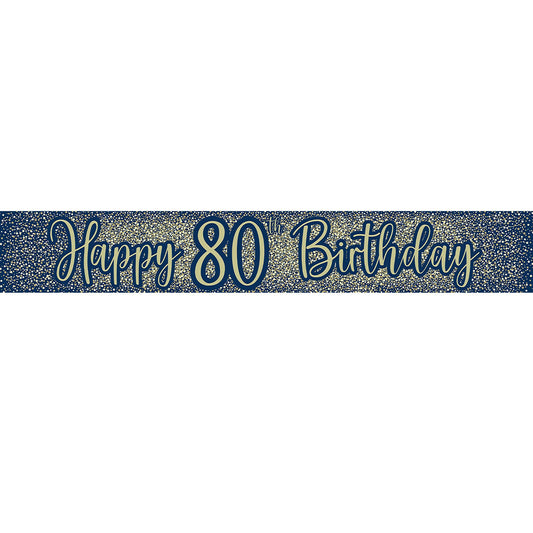 80th Birthday Blue & Gold Banner