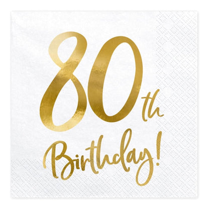 80th Birthday Gold Napkins