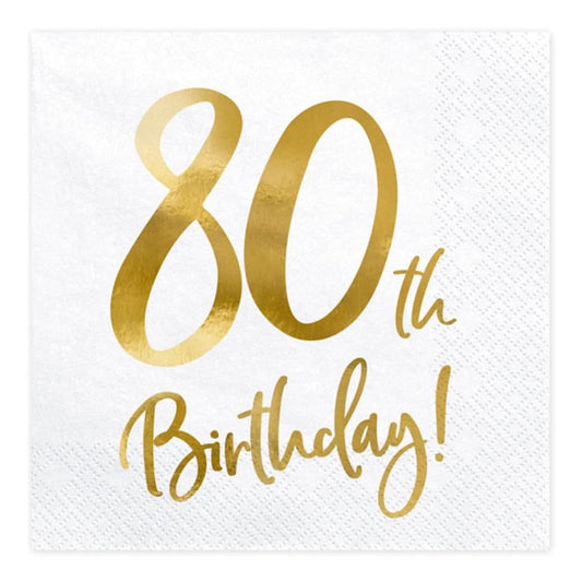 80th Birthday Gold Napkins