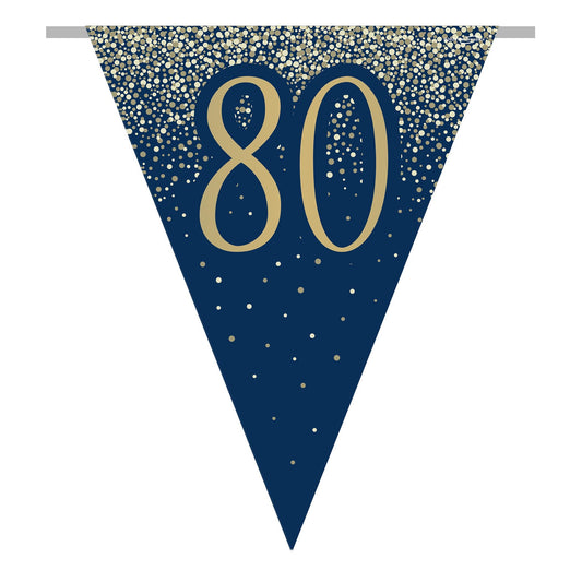 80th Birthday Blue & Gold Bunting