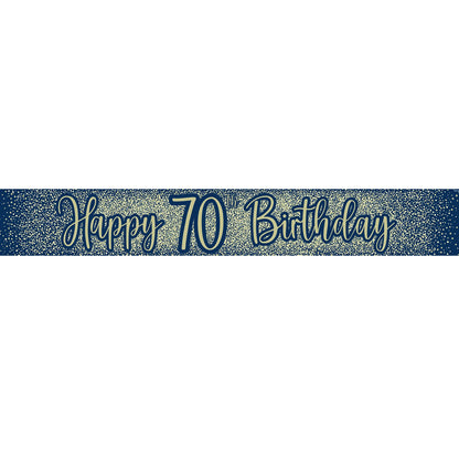 70th Birthday Blue & Gold Banner