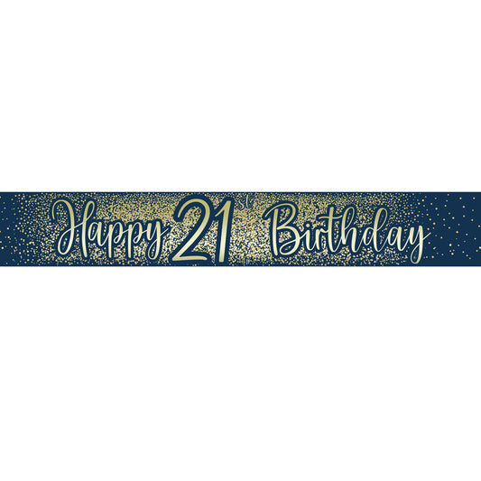 21st Birthday Blue & Gold Banner