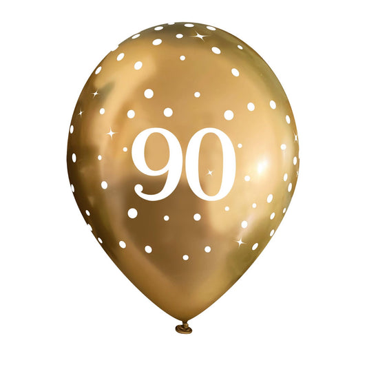 90th Birthday Metallic Gold Balloons