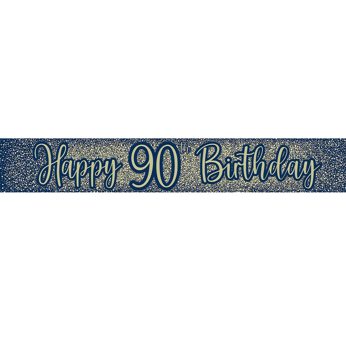 90th Birthday Metallic Glitz Blue & Gold Banner