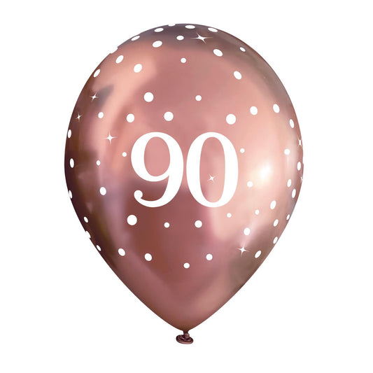 90th Birthday Metallic Rose Gold Balloons