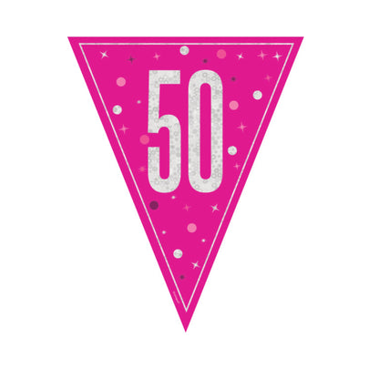 50th Birthday Pink Sparkling Bunting