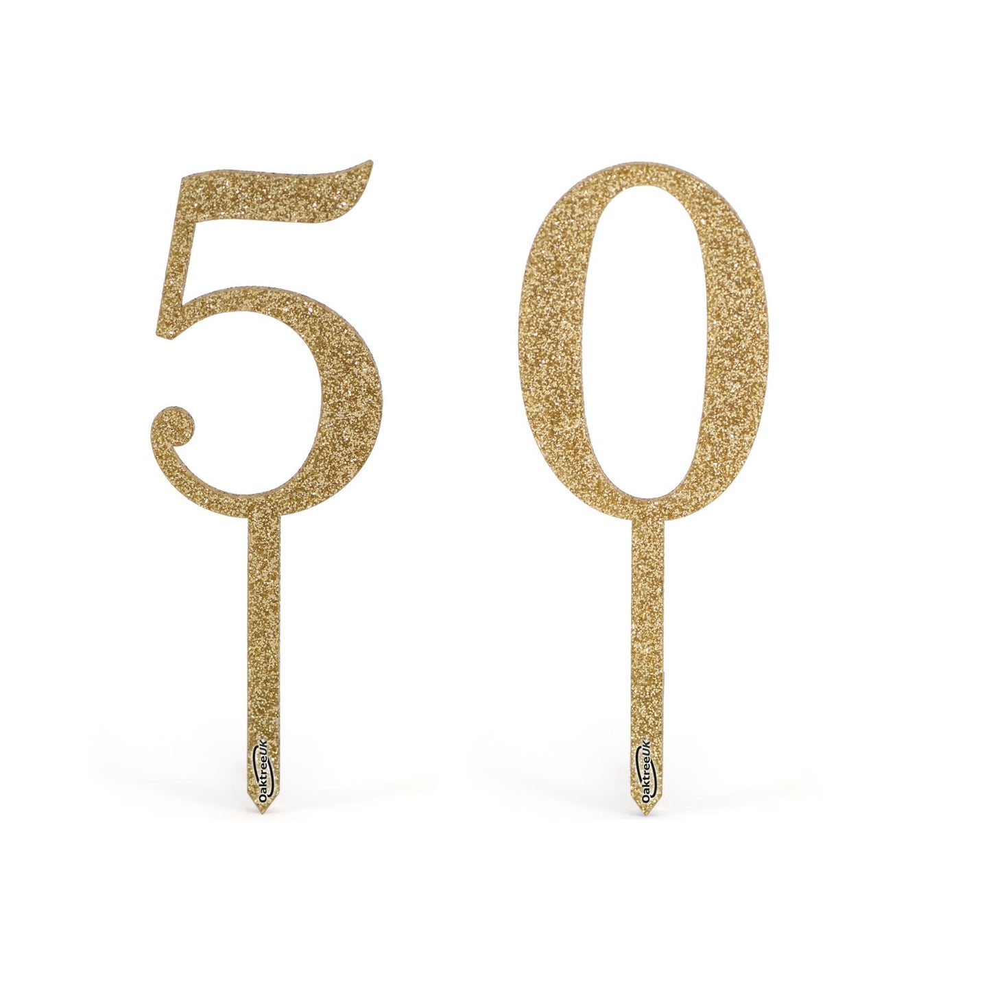 Gold 50 Glitter Cake Toppers