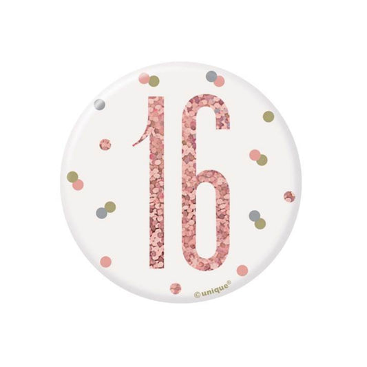 16th Birthday Rose Gold Badge