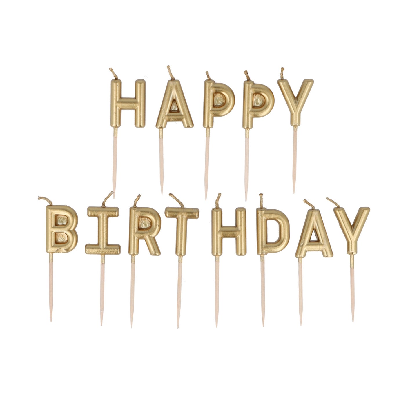 Gold Happy Birthday Candle Set