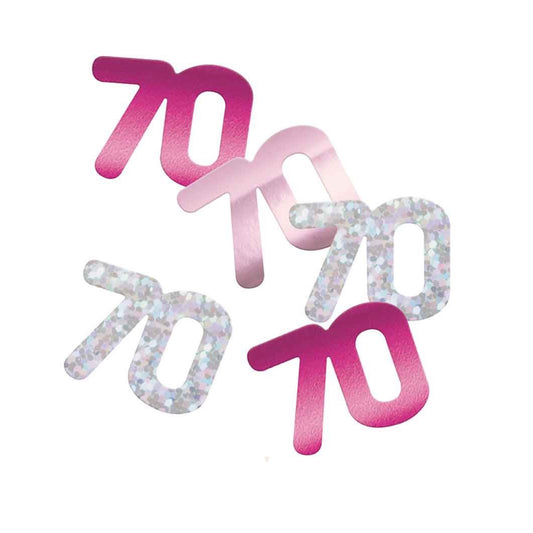 70th Birthday Pink Mixed Confetti
