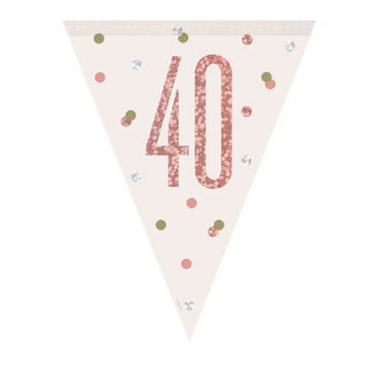 40th Birthday Rose Gold Sparkling Bunting