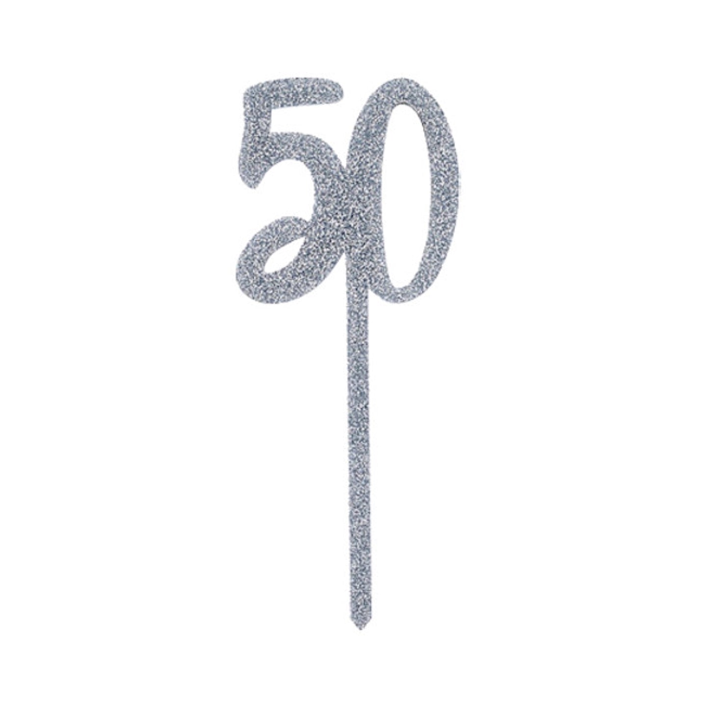 Silver Glitter "50" Acrylic Cake Topper