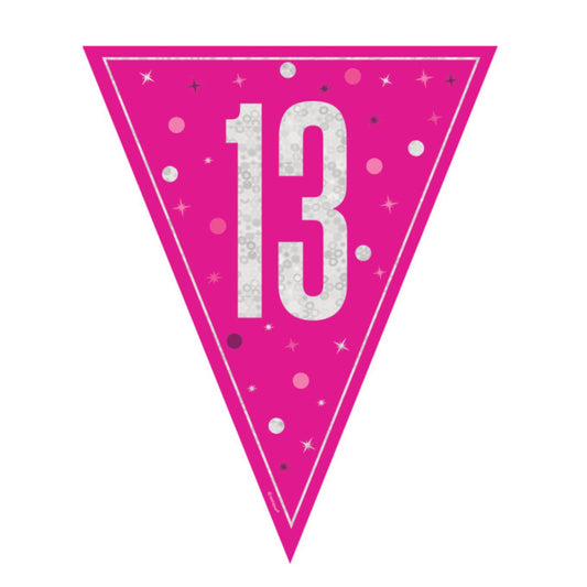13th Birthday Pink Sparkling Bunting