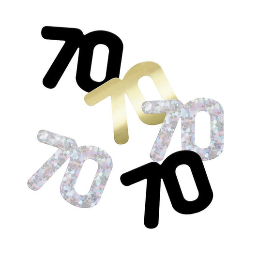 70th Birthday Black & Gold Mixed Table Confetti