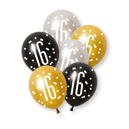 16th Birthday Black Mixed Balloons