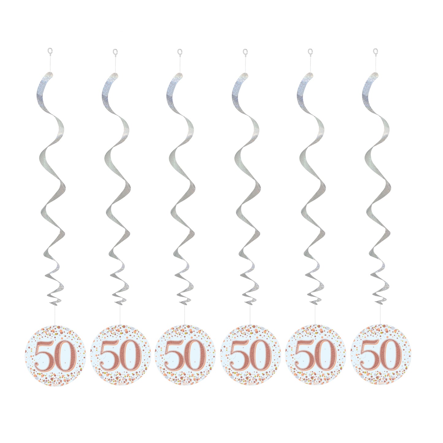 50th Birthday Rose Gold Hanging Swirls