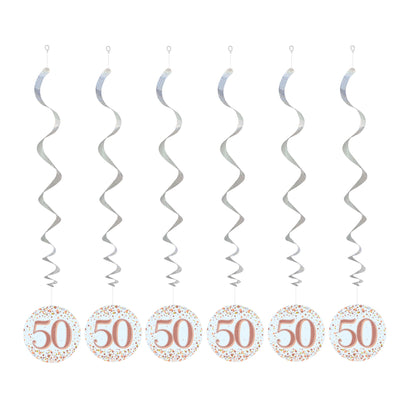 50th Birthday Rose Gold Hanging Swirls