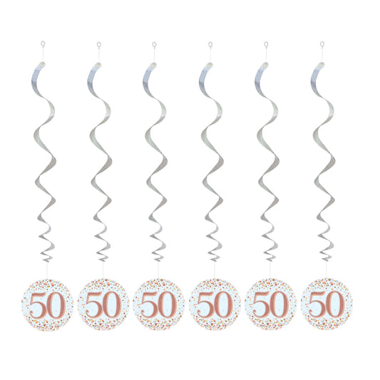50th Birthday Rose Gold Hanging Swirls