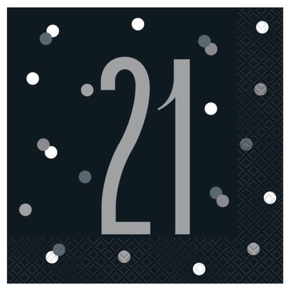 21st Birthday Black Napkins
