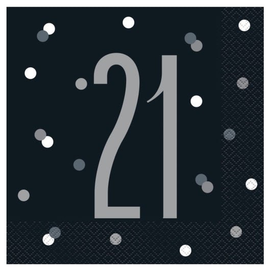 21st Birthday Black Napkins