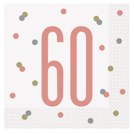 60th Birthday Rose Gold Napkins