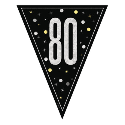 80th Birthday Black Bunting