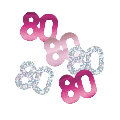 80th Birthday Pink Mixed Confetti