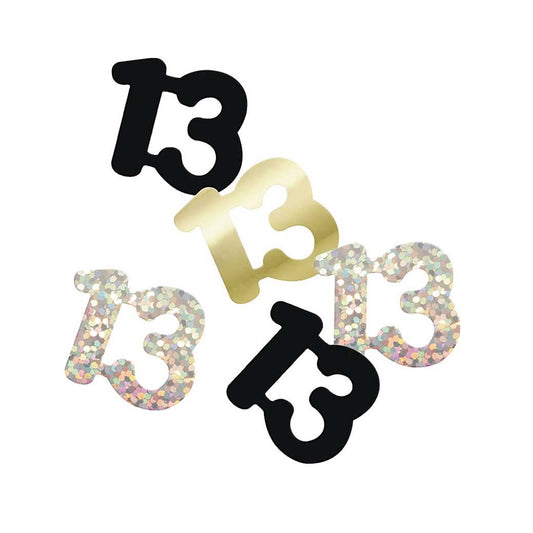 13th Birthday Black Mixed Table Confetti