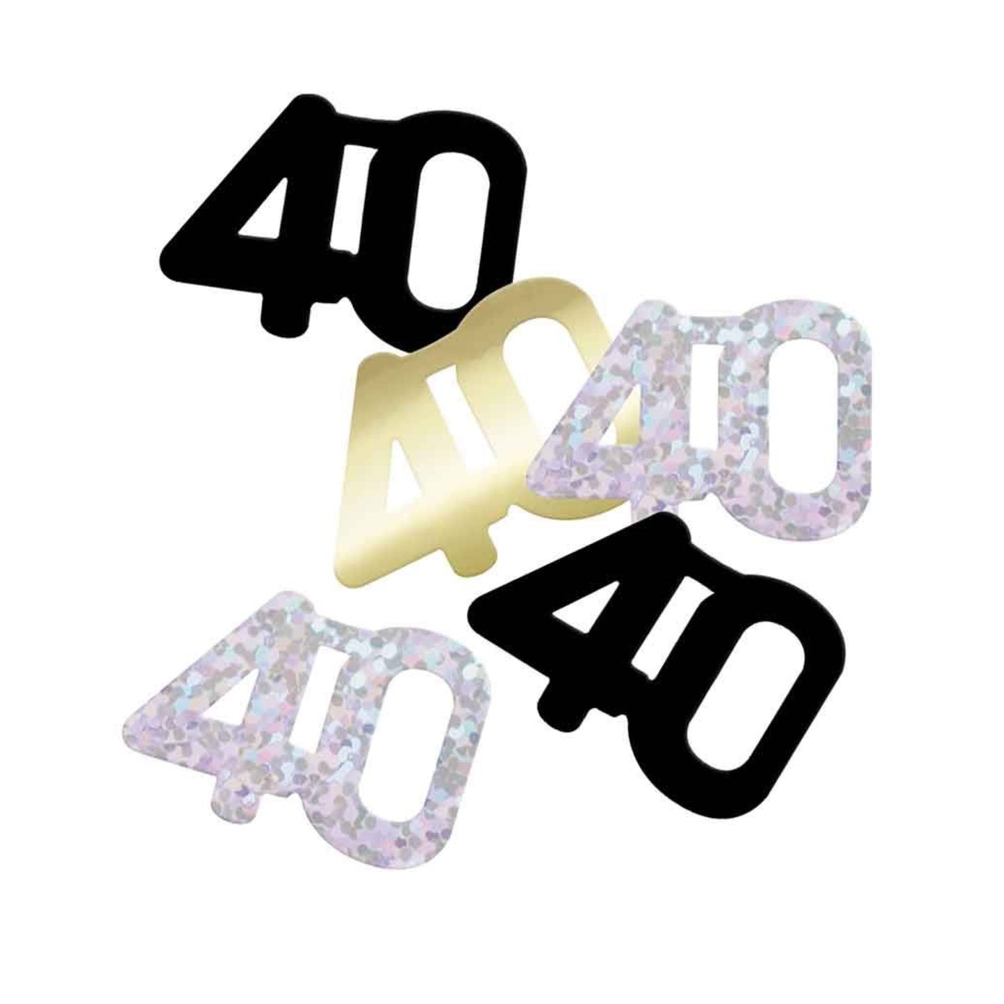 40th Birthday Black & Gold Mixed Table Confetti