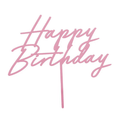 Pink Happy Birthday Cake Topper
