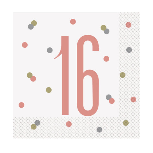 16th Birthday Rose Gold Napkins