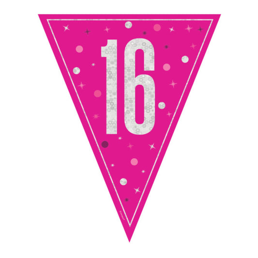 16th Birthday Pink Sparkling Bunting